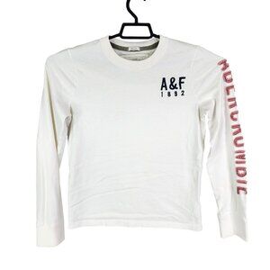 Mens White Abercrombie & Fitch Muscle Fit Shirt Long Sleeve Crew Neck Size M